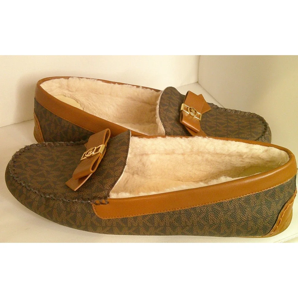 Michael Kors Brown Logo Erica Slipper Loafers with Bow Women's 10/11